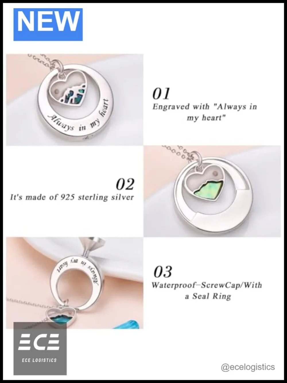 Sterling Silver Circle of Life Urn Necklace Ashes Memorial Jewelry 18+2in